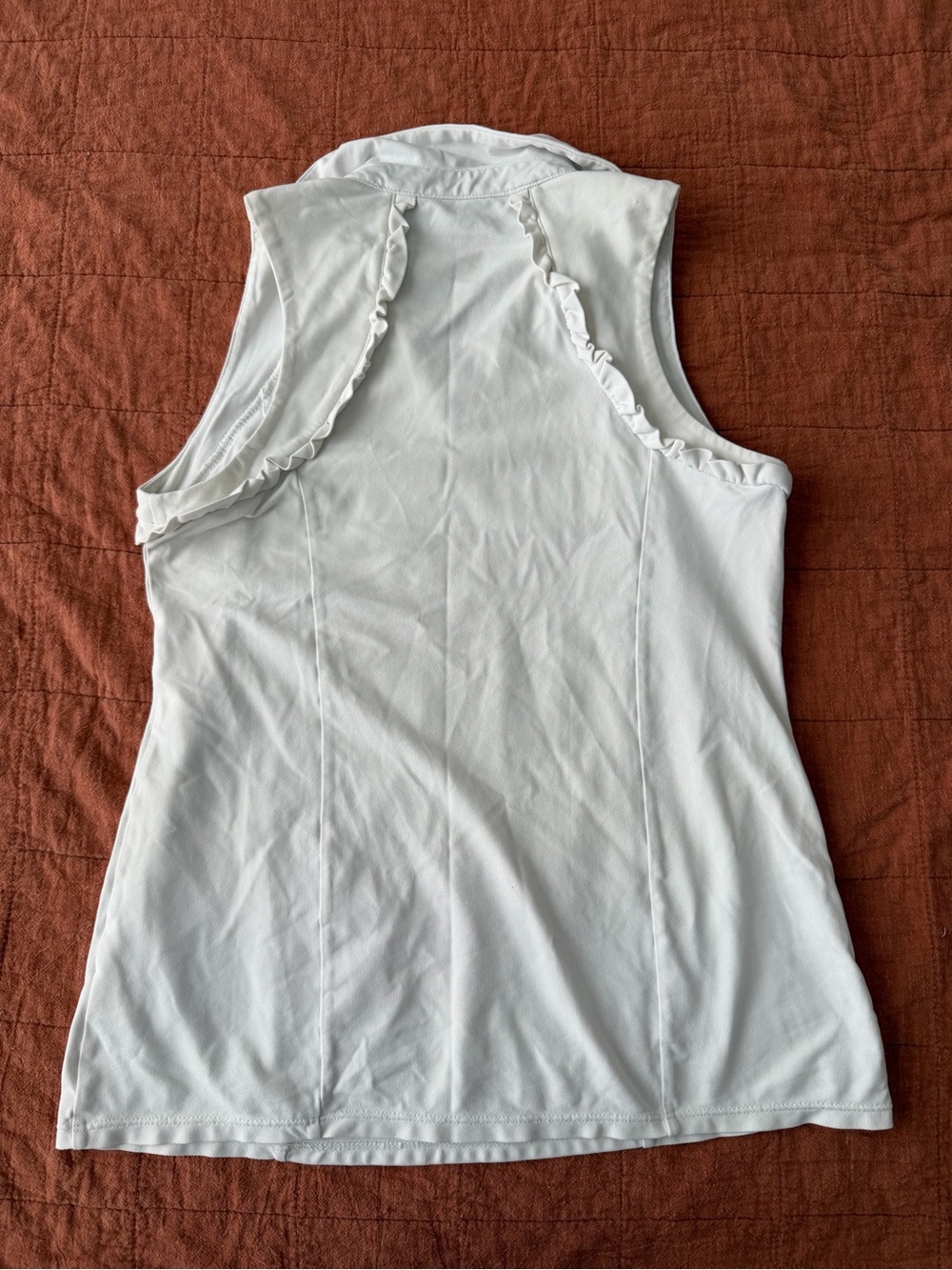 Lilly Pulitzer Luxletic Martina Sleeveless Polo Top S White Ruffle UPF 50 Golf - Picture 5 of 10